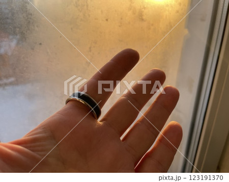 Symbol silhouetted against a winter sunrise 123191370