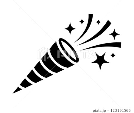 パーティーグッズのクラッカーのピクトグラムイラスト　透過背景の切り抜き 123191566