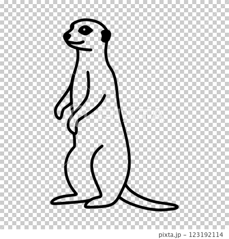 簡單的黑線畫，畫出一隻貓鼬，在透明背景上剪下來 123192114