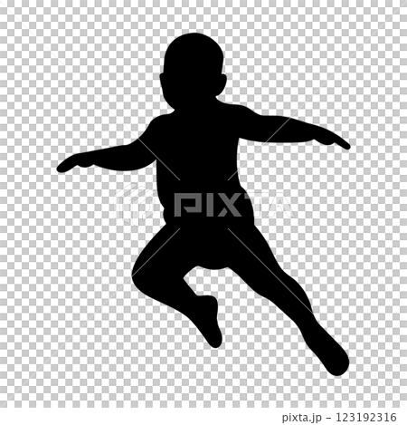 バレエを踊っている赤ちゃんの黒いシルエットイラスト 透過背景の切り抜き バレエを踊っている赤ちゃんの黒いシルエットイラスト 透過背景の切り抜き 123192316