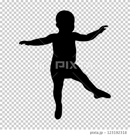 バレエを踊っている赤ちゃんの黒いシルエットイラスト 透過背景の切り抜き バレエを踊っている赤ちゃんの黒いシルエットイラスト 透過背景の切り抜き 123192318