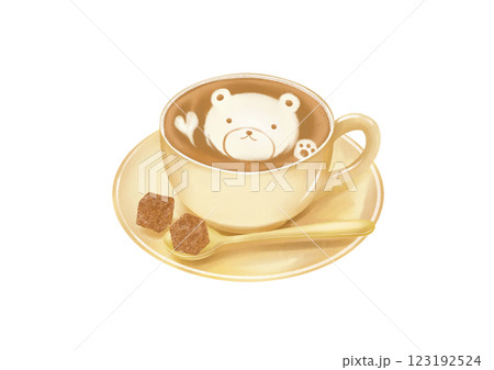 クマのラテアート入りカフェラテ(茶) 123192524