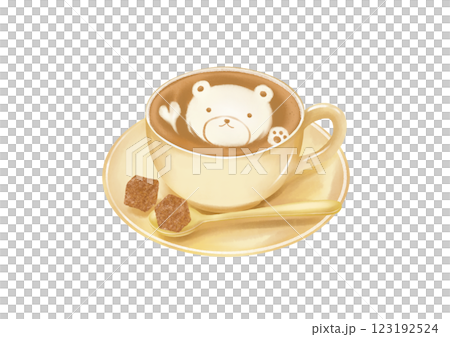 クマのラテアート入りカフェラテ(茶) 123192524