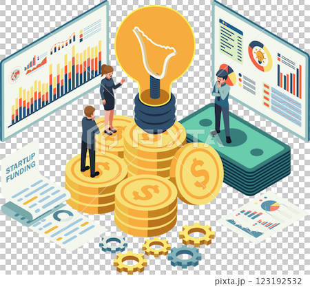 Isometric Startup Funding and Financial Planning with Business People 123192532