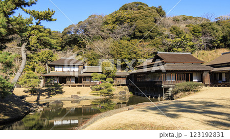日本庭園の景勝地の三渓園・三溪園の冬（早春） 123192831