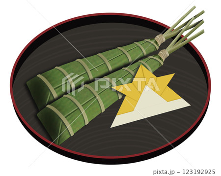 折り紙の黄色い兜とちまき 123192925