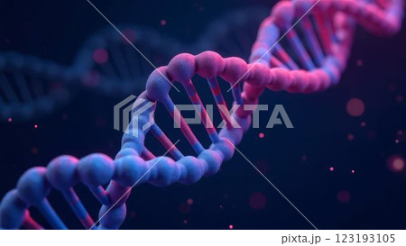 close-up of a dna strand in vibrant blue and pink, depicting advanced genetic research and biotechnology 123193105