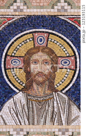 Jesus Christ, mosaic on house facade in Zagreb, Croatia Jesus Christ, mosaic on house facade in Zagreb, Croatia 123193115