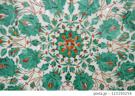 Traditional colorful floral marble tabletops for sale in Agra, Uttar Pradesh, India 123193258