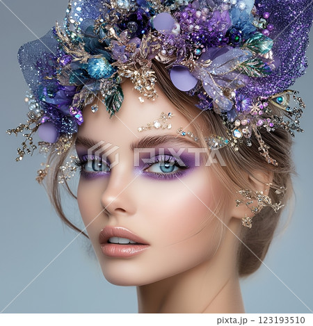 西洋人特殊ヘアメイクスタイルの妖艶で力強い美人女性を生成AIで表現(スクエア写真) 西洋人特殊ヘアメイクスタイルの妖艶で力強い美人女性を生成AIで表現(スクエア写真) 123193510