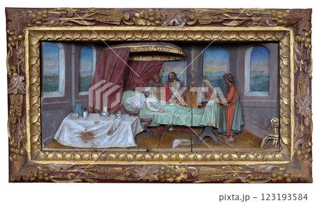 Healing the mother of Peter's wife altarpiece in the church of Saint Matthew in Stitar, Croatia 123193584