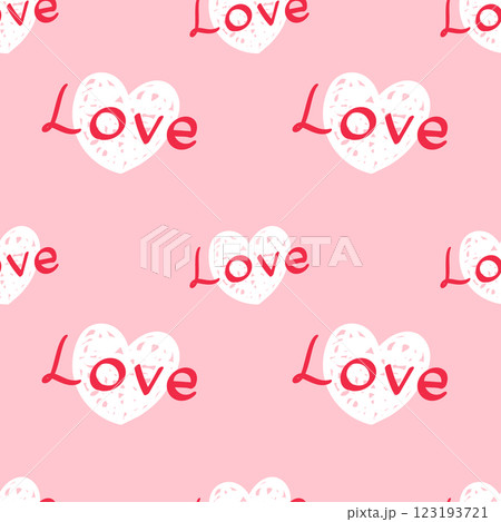 ハートとLoveの文字のシームレスパターン ハートとLoveの文字のシームレスパターン 123193721