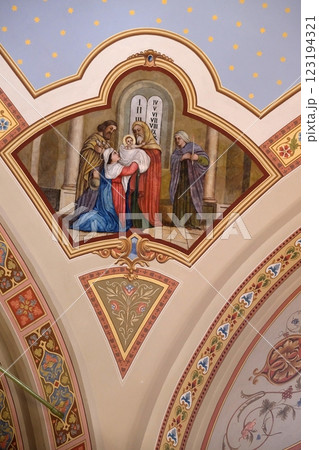 Presentation at the Temple, fresco in the church of Saint Matthew in Stitar, Croatia 123194321