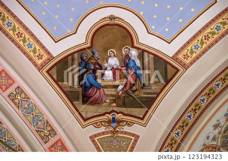 Twelve year Jesus in the Temple, fresco in the church of Saint Matthew in Stitar, Croatia Twelve year Jesus in the Temple, fresco in the church of Saint Matthew in Stitar, Croatia 123194323