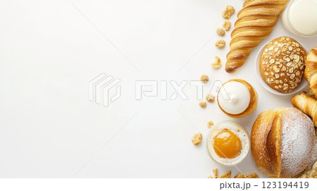 Delicious array of pastries and treats arranged elegantly on a table 123194419