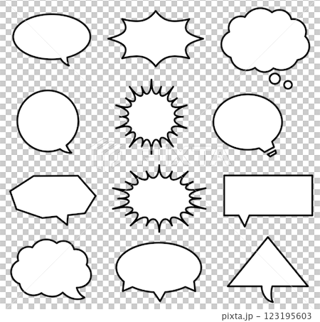 Simple monochrome speech bubble vector illustration icon set Simple monochrome speech bubble vector illustration icon set 123195603