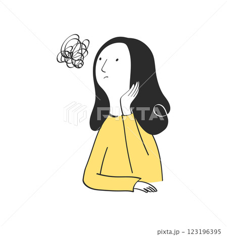 悩んでいる女性のイラスト 123196395