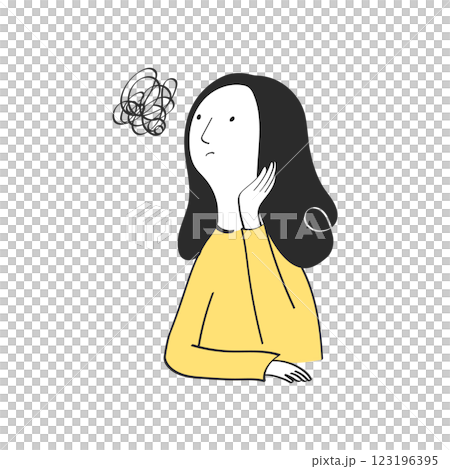 悩んでいる女性のイラスト 123196395