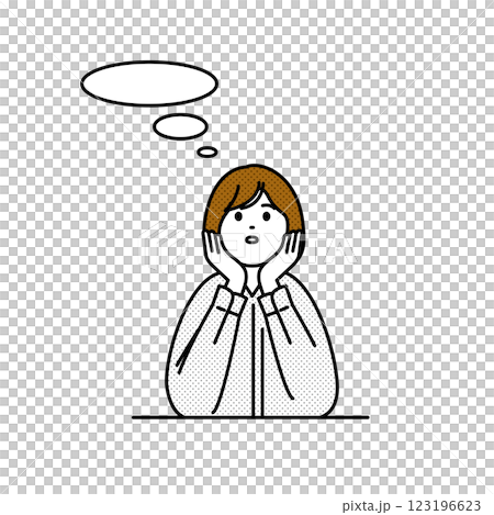 ぼんやりと想像にふける女性 123196623