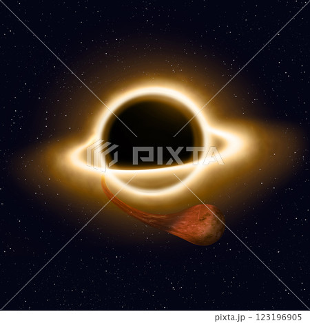 black hole distorting the planet black hole distorting the planet 123196905