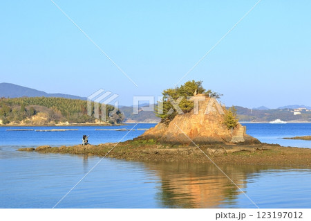陸続きになった大芝島のモンサンミシェル 陸続きになった大芝島のモンサンミシェル 123197012