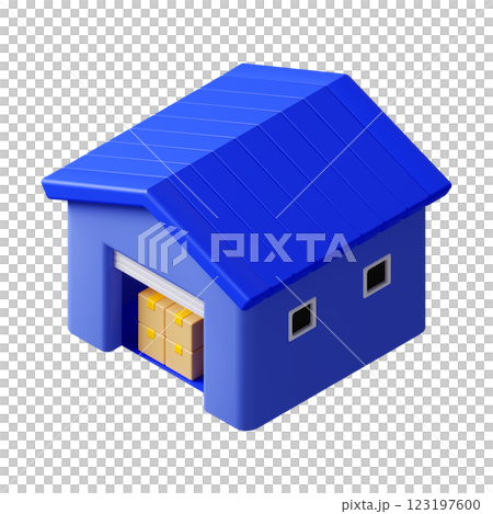 3DCG | Isometric | Blue warehouse exterior illustration 3DCG | Isometric | Blue warehouse exterior illustration 123197600
