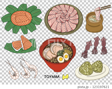 富山グルメ旅行のイラスト 123197621