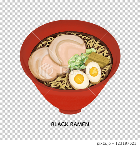 富山_ブラックラーメン_色鉛筆タッチのイラスト 富山_ブラックラーメン_色鉛筆タッチのイラスト 123197623