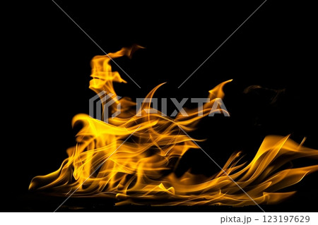 Abstract flames on black background in dynamic motion 123197629