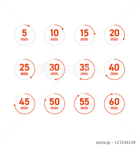 シンプルな5分刻みの時計素材セット シンプルな5分刻みの時計素材セット 123198130