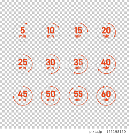 シンプルな5分刻みの時計素材セット シンプルな5分刻みの時計素材セット 123198130