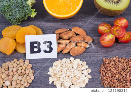 Healthy nutritious food as source natural vitamin B3, fiber and other minerals 123198215