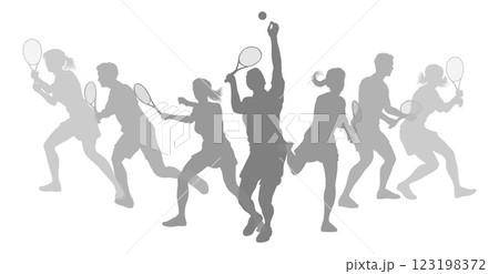 Silhouette Tennis Players Silhouettes Concept Silhouette Tennis Players Silhouettes Concept 123198372
