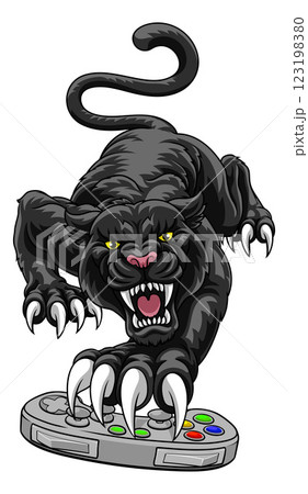 Black Panther Leopard Gamer Sports Team Mascot 123198380