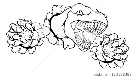 Dinosaur Monster Claw T Rex Tearing Breaking Wall Dinosaur Monster Claw T Rex Tearing Breaking Wall 123198398