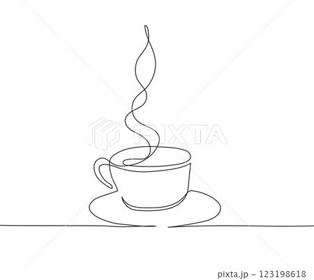 Minimalist continuous line drawing of a coffee cup, representing latte, cappuccino, and espresso. Minimalist continuous line drawing of a coffee cup, representing latte, cappuccino, and espresso. 123198618