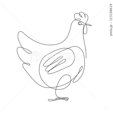 Minimalist continuous line drawing of a chicken. Minimalist continuous line drawing of a chicken. 123198619