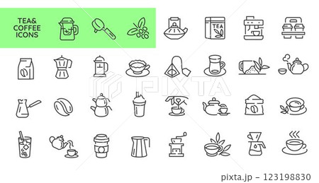 Tea and Coffee Icons Set Tea and Coffee Icons Set 123198830
