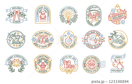 Set of 15 Christmas Logo Icons 123198894
