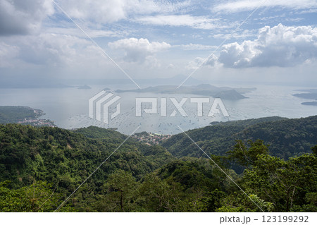 A view over Lake Taal and the Taal Volcano, from Tagaytay City, the Philippines 123199292