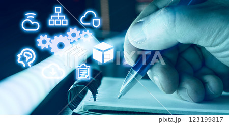 Technological Innovation and Cloud-Driven Solutions: A Visual Representation of Digital Transformation and Workflow Optimization 123199817
