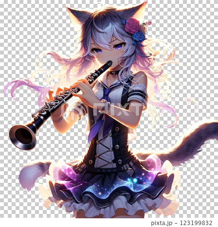 clarinet cat girl 123199832