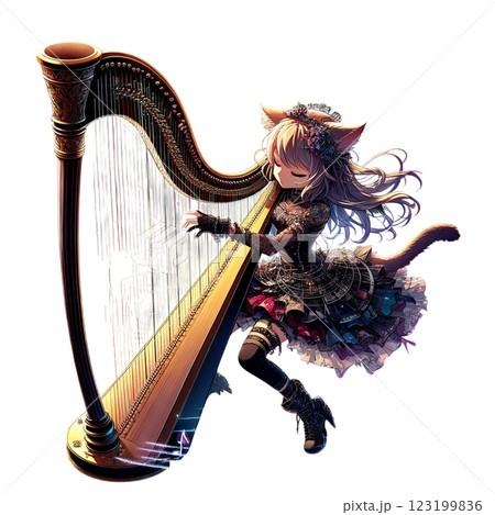 ハープ猫娘 123199836