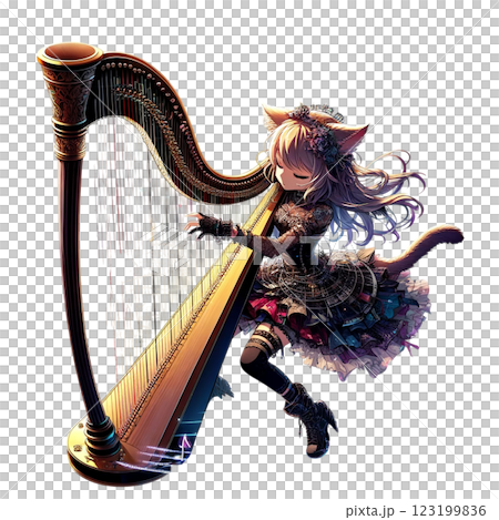 ハープ猫娘 123199836
