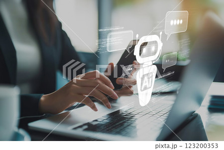 Human interact with AI artificial intelligence virtual assistant EIDE Human interact with AI artificial intelligence virtual assistant EIDE 123200353