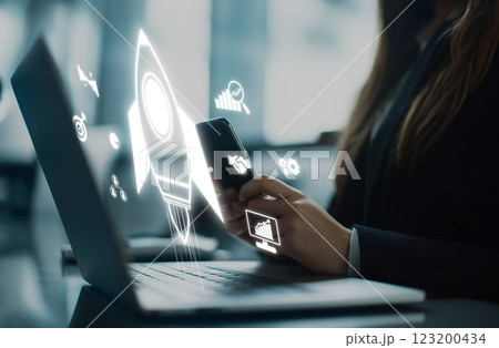 Business growth and startup launch concept EIDE 123200434