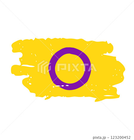 Grunge Intersex Pride Flag. Symbol of LGBT community. Flag sexual identity. Vector template for banners, signs, logo design, etc. 123200452