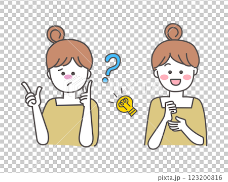 Illustration material of a worried woman and a smiling woman Illustration material of a worried woman and a smiling woman 123200816
