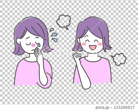 Illustration material of a worried woman and a smiling woman 123200817