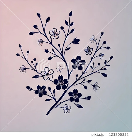 桜の枝のシルエット 桜の枝のシルエット 123200832